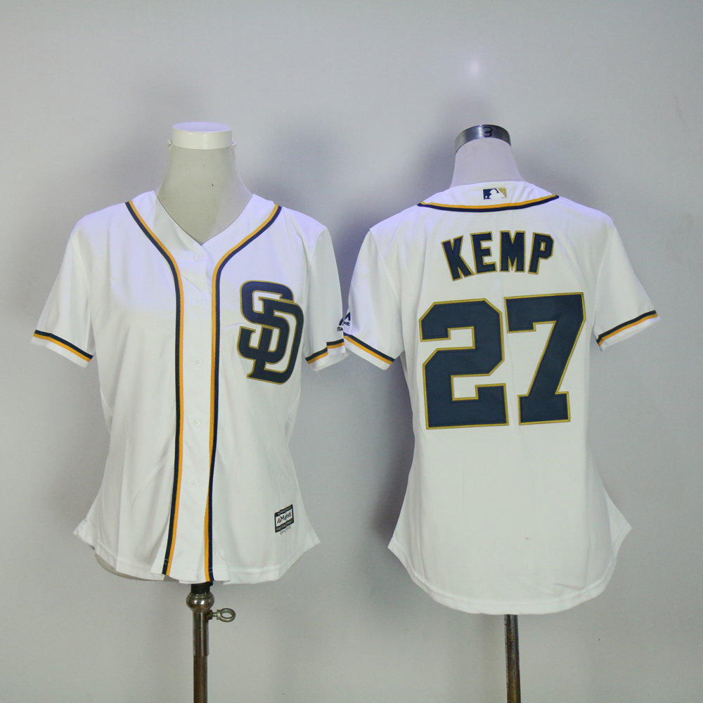Women San Diego Padres #27 Kemp White MLB Jerseys1